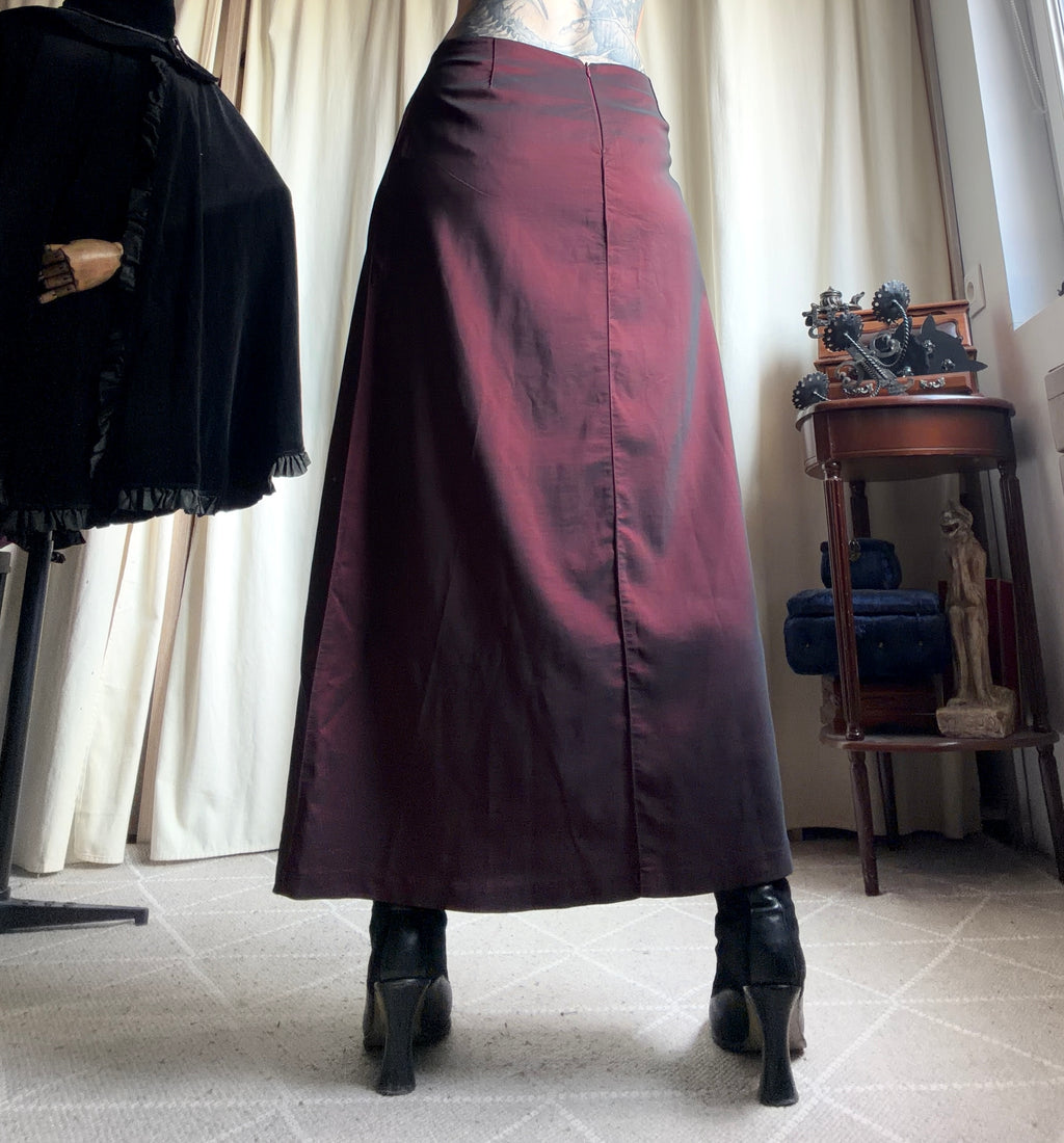 Jupe longue bordeaux reflets noirs changeants style whimsigoth vampire – taille S/M