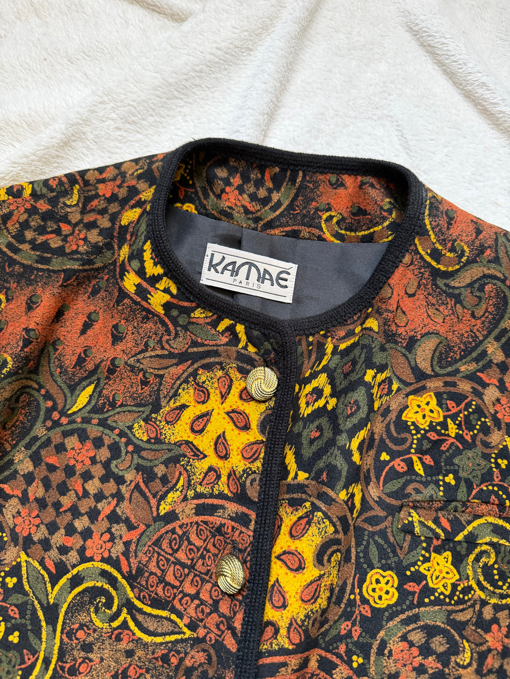 Veste vintage motif paisley baroque style whimsigoth tapestry 90s - taille M/L
