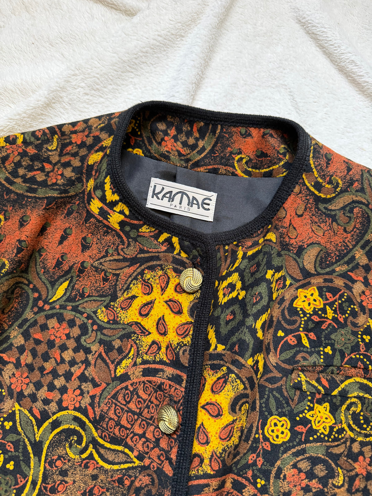 Veste vintage motif paisley baroque style whimsigoth tapestry 90s - taille M/L