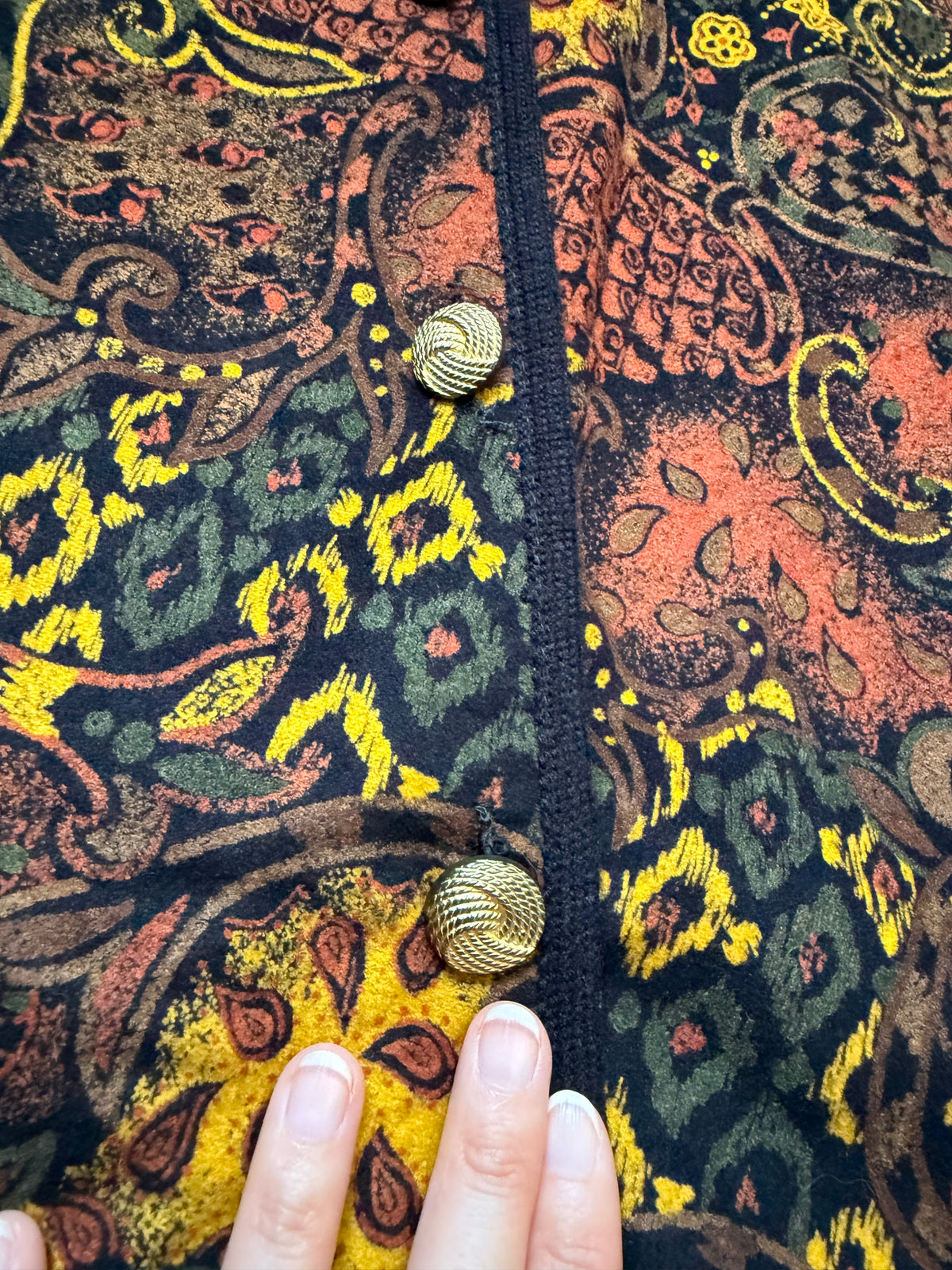Veste vintage motif paisley baroque style whimsigoth tapestry 90s - taille M/L