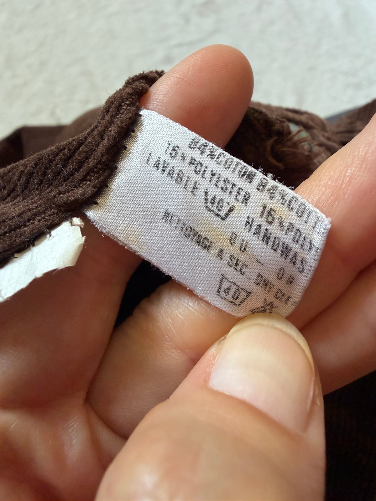 Pantalon marron en velours côtelé taille haute style dark academia grunge 90s - taille XS/S