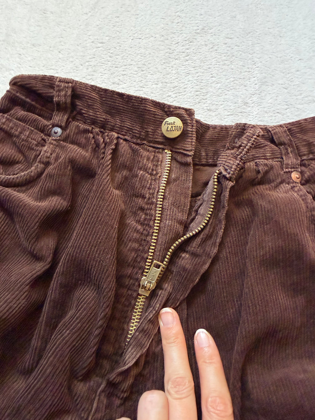 Pantalon marron en velours côtelé taille haute style dark academia grunge 90s - taille XS/S