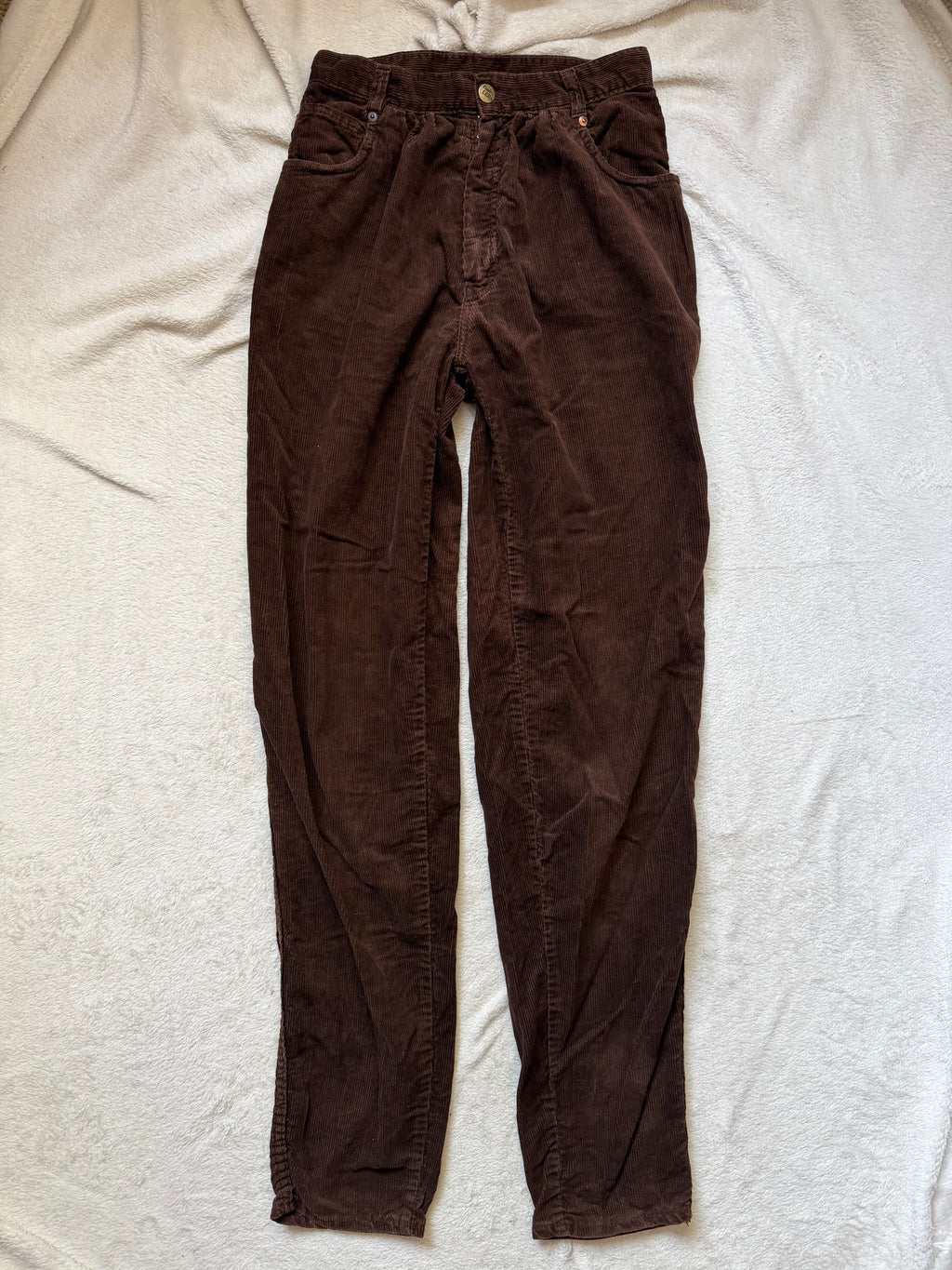 Pantalon marron en velours côtelé taille haute style dark academia grunge 90s - taille XS/S