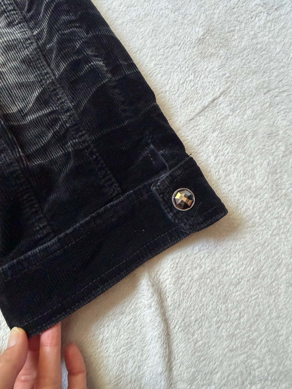 Pantalon capri noir velours côtelé taille basse vintage Y2K goth – taille S