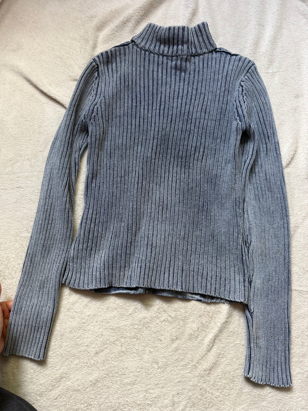 Veste zippée denim et maille côtelée style mall goth cyber y2k - taille M/L