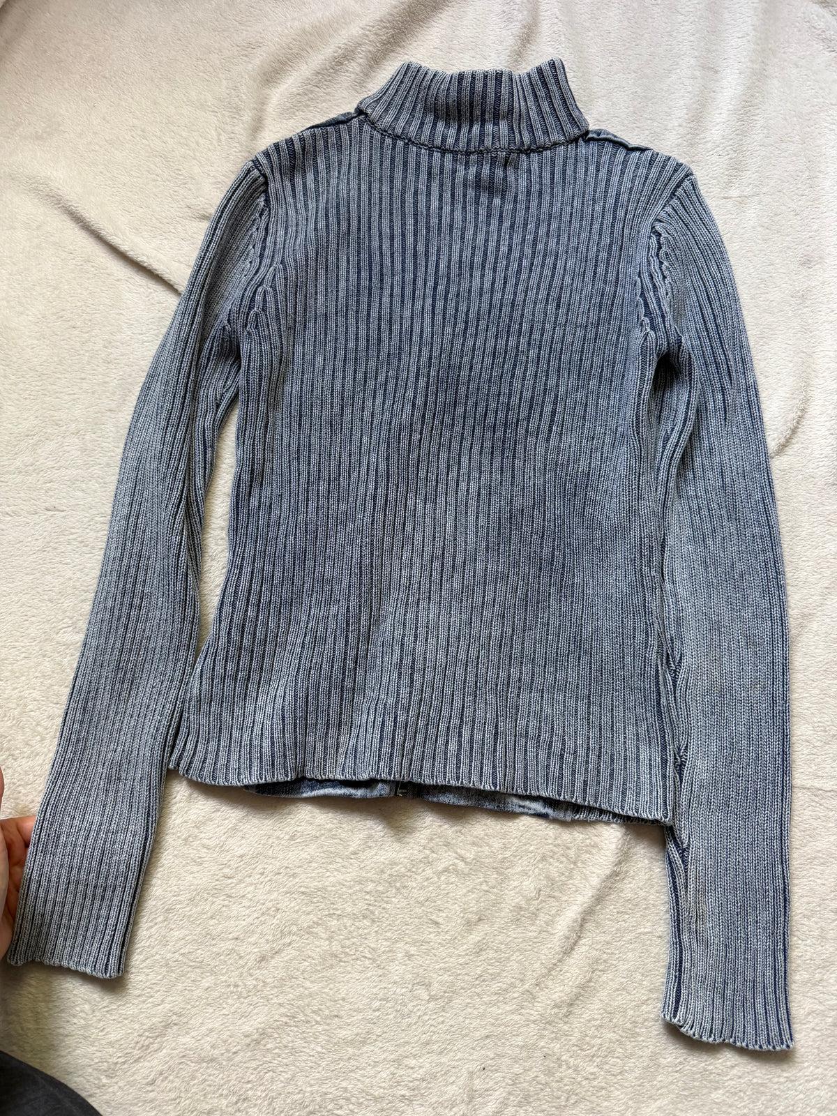 Veste zippée denim et maille côtelée style mall goth cyber y2k - taille M/L