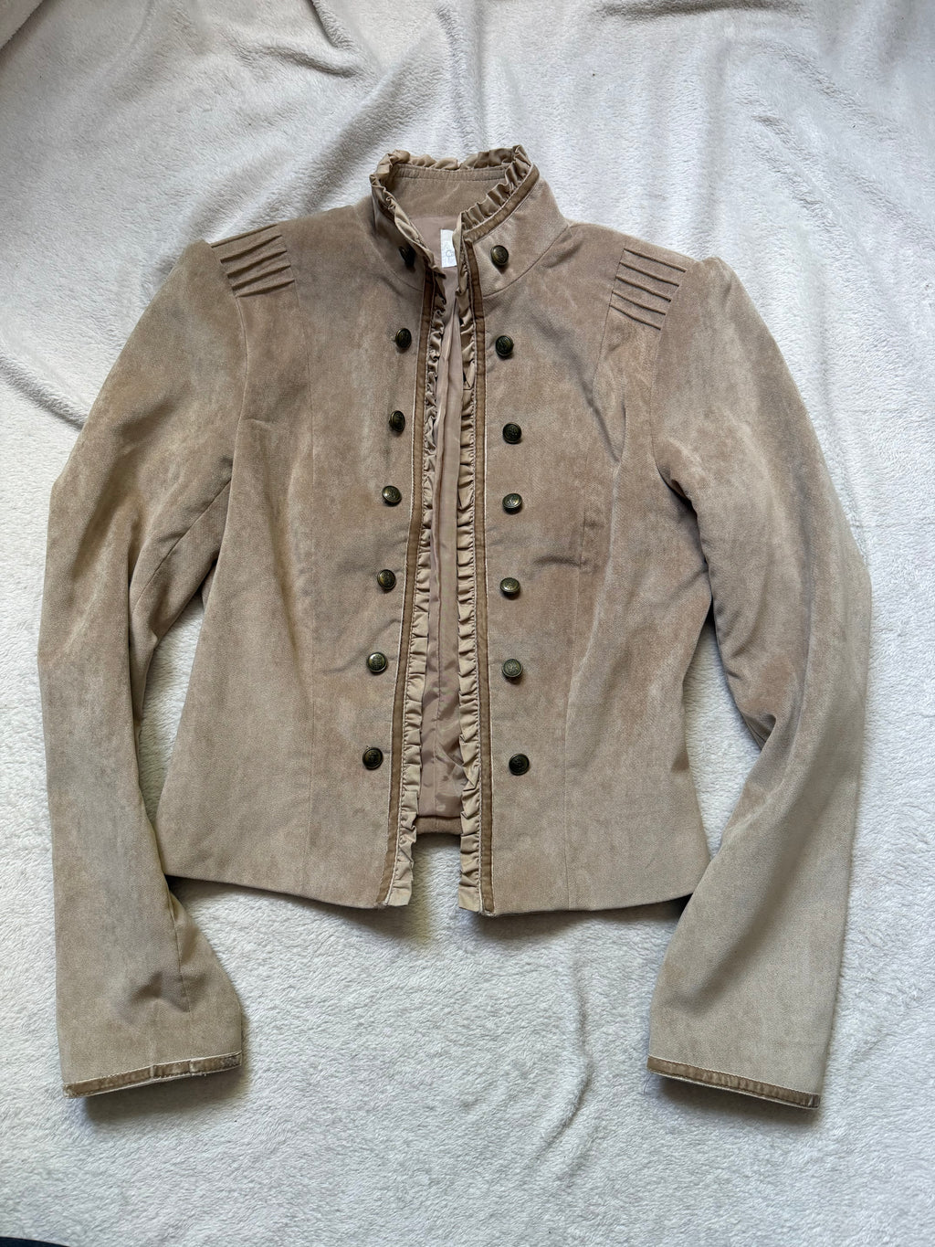 Veste beige velours ras cintrée style militaire victorien romantic goth – taille M/L