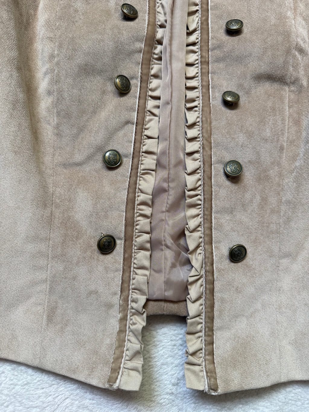 Veste beige velours ras cintrée style militaire victorien romantic goth – taille M/L