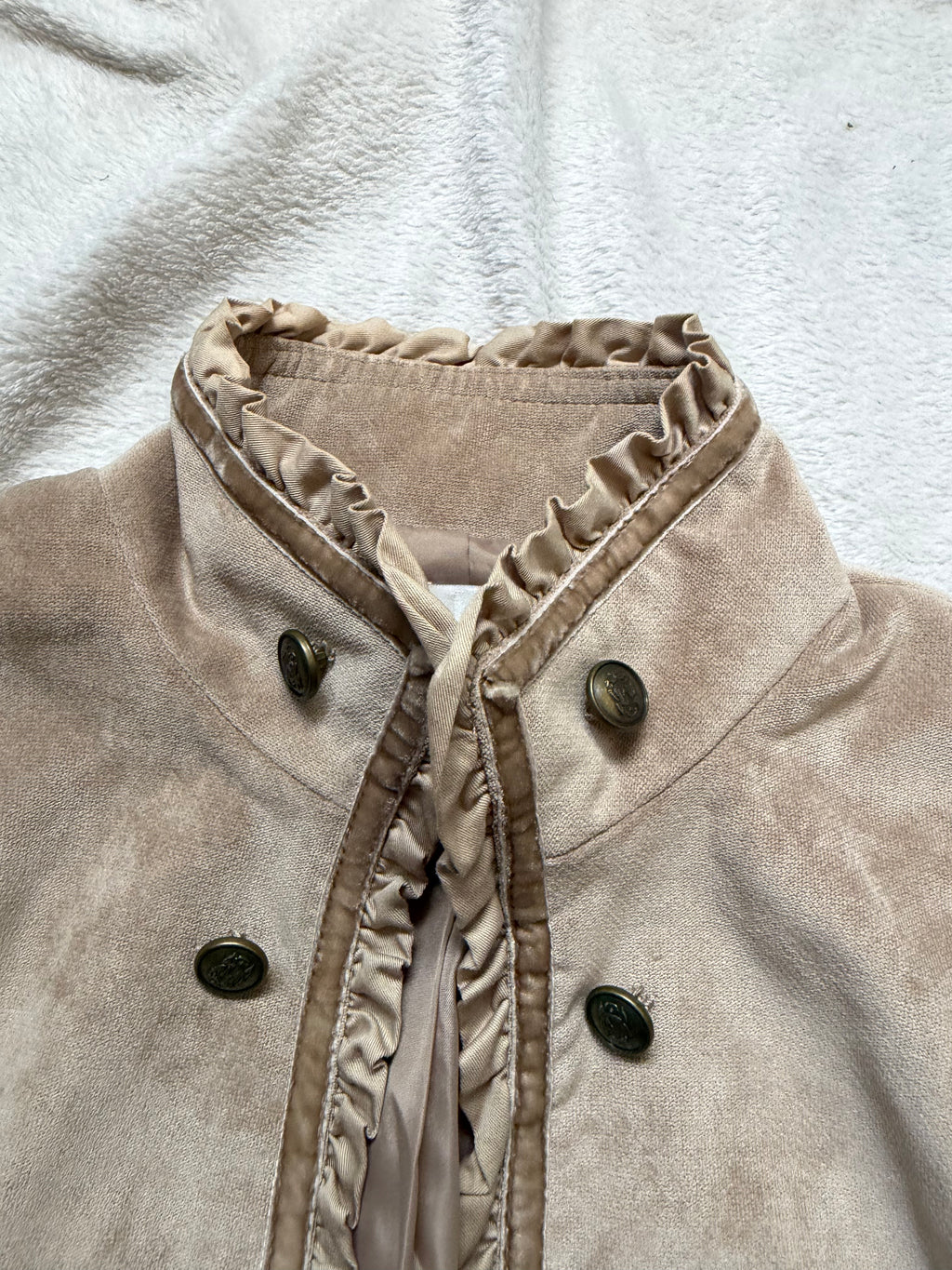 Veste beige velours ras cintrée style militaire victorien romantic goth – taille M/L