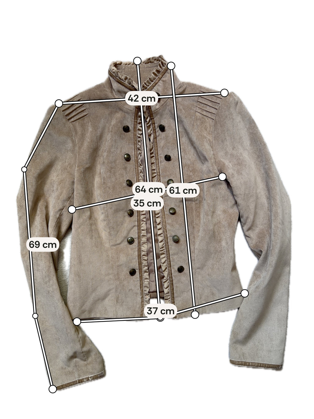 Veste beige velours ras cintrée style militaire victorien romantic goth – taille M/L