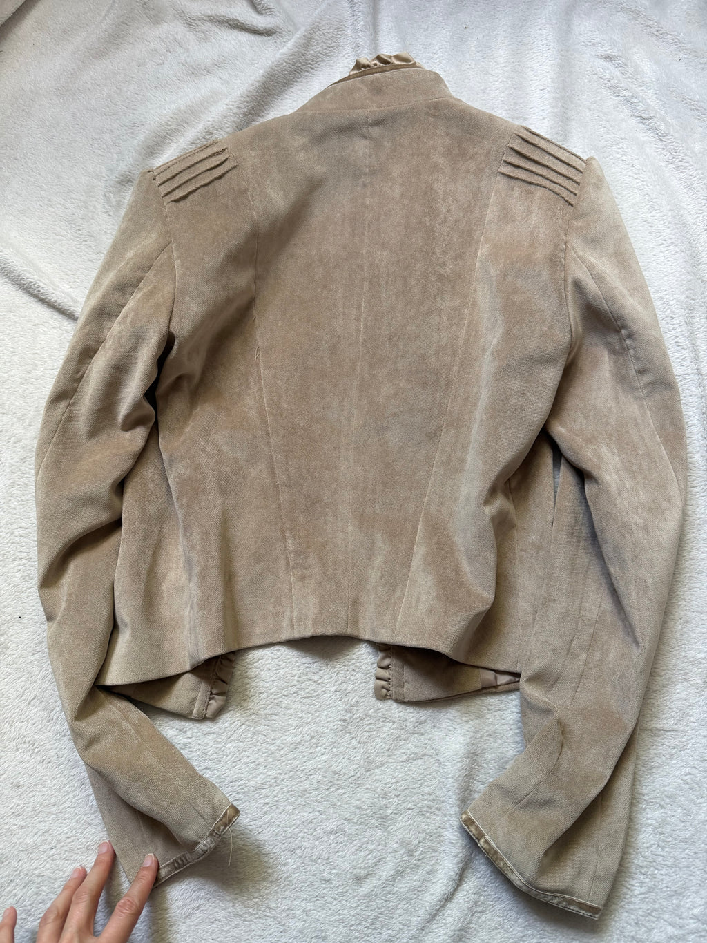 Veste beige velours ras cintrée style militaire victorien romantic goth – taille M/L