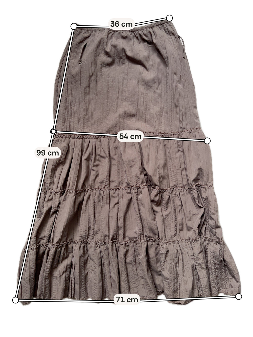 Jupe maxi kaki ample et volantée style fairygrunge whimsigoth - taille S/M