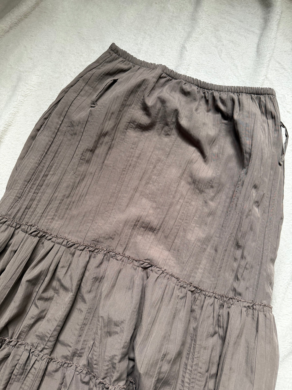 Jupe maxi kaki ample et volantée style fairygrunge whimsigoth - taille S/M