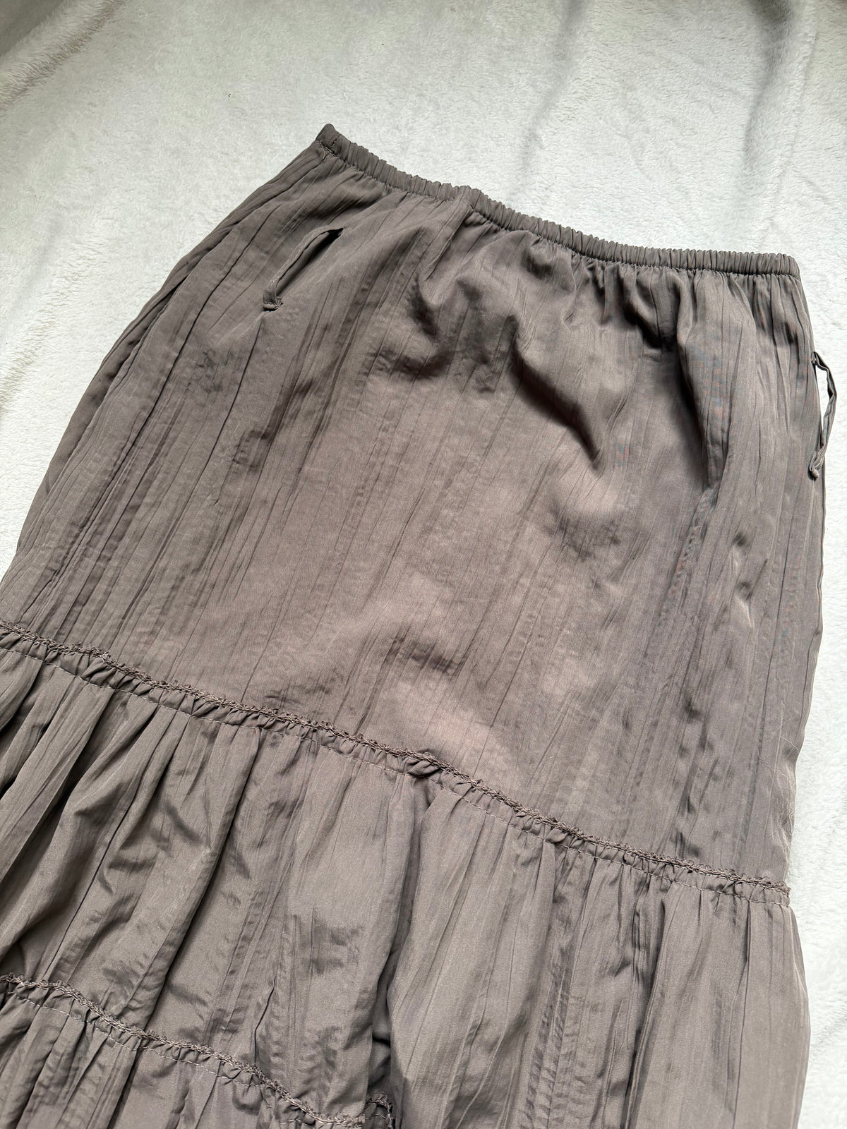 Jupe maxi kaki ample et volantée style fairygrunge whimsigoth - taille S/M