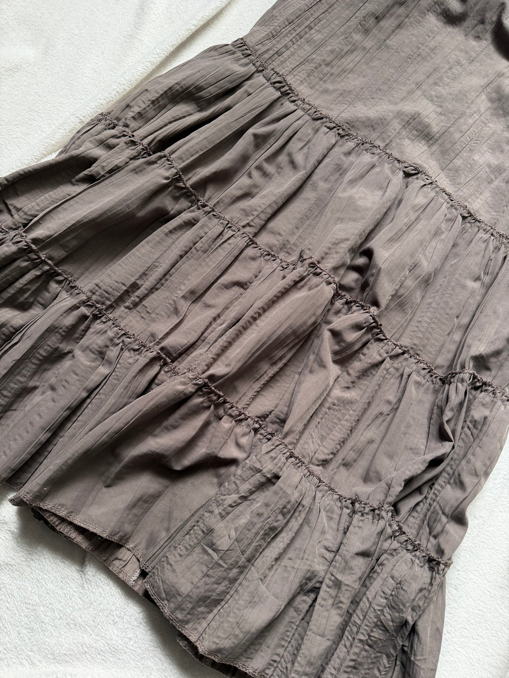 Jupe maxi kaki ample et volantée style fairygrunge whimsigoth - taille S/M