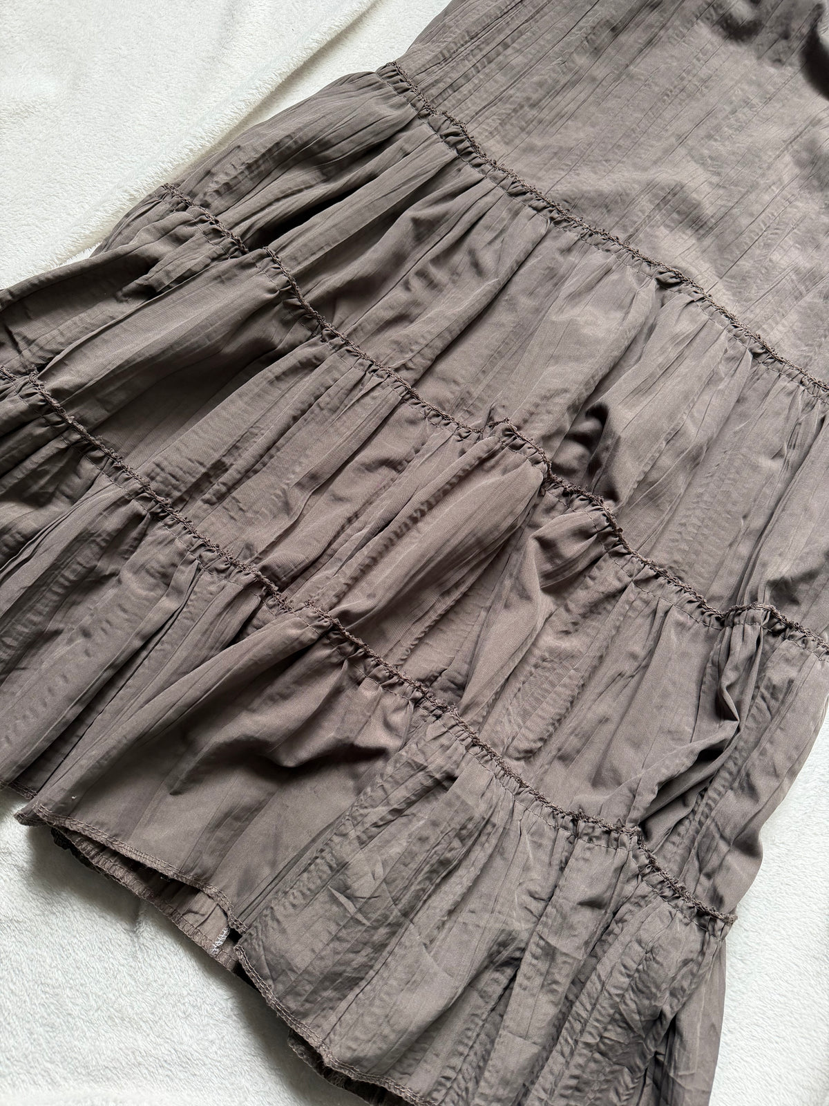 Jupe maxi kaki ample et volantée style fairygrunge whimsigoth - taille S/M