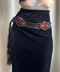 Ceinture de taille macramé marron perles orange ambré – ajustable