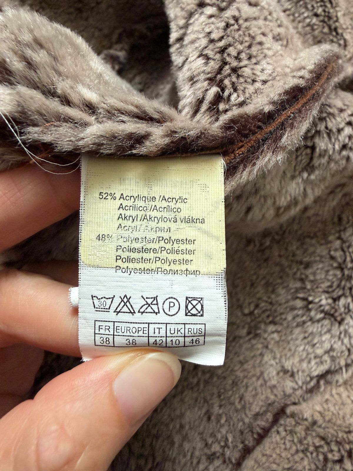 70s Brown Faux Shearling Long Coat - size M