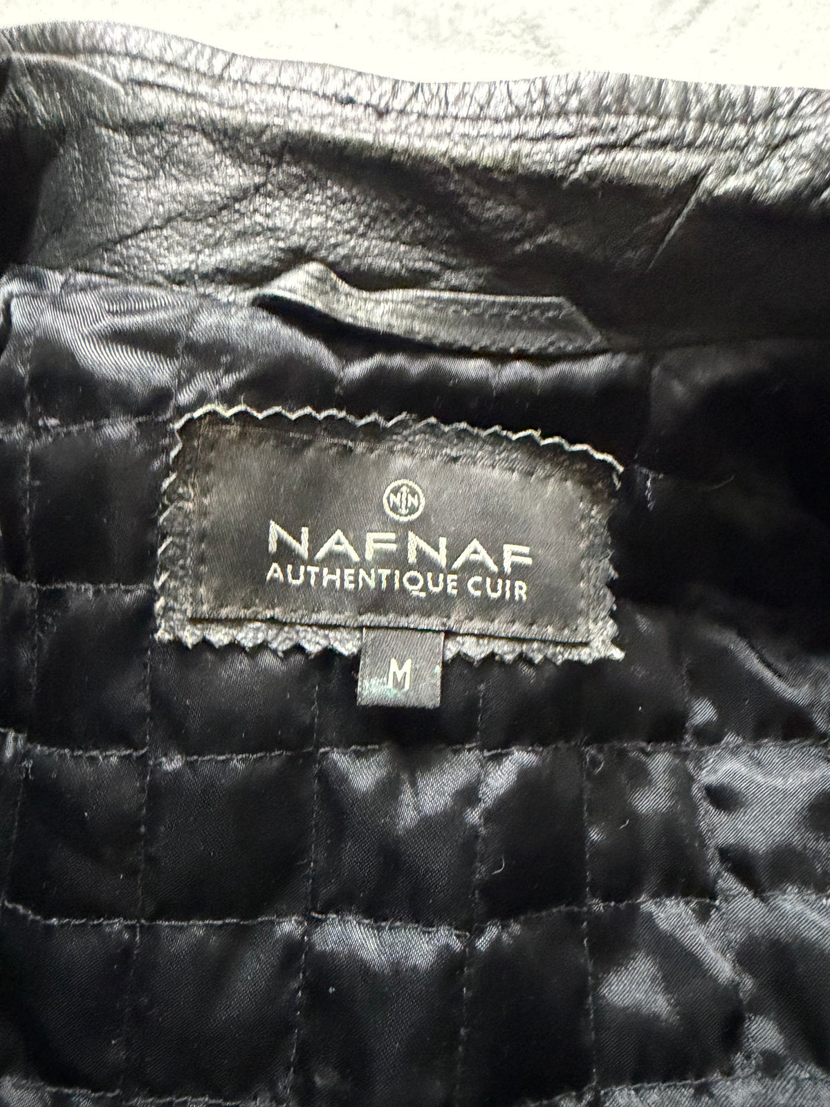 Blouson noir en cuir cintré style biker goth Y2K - taille M