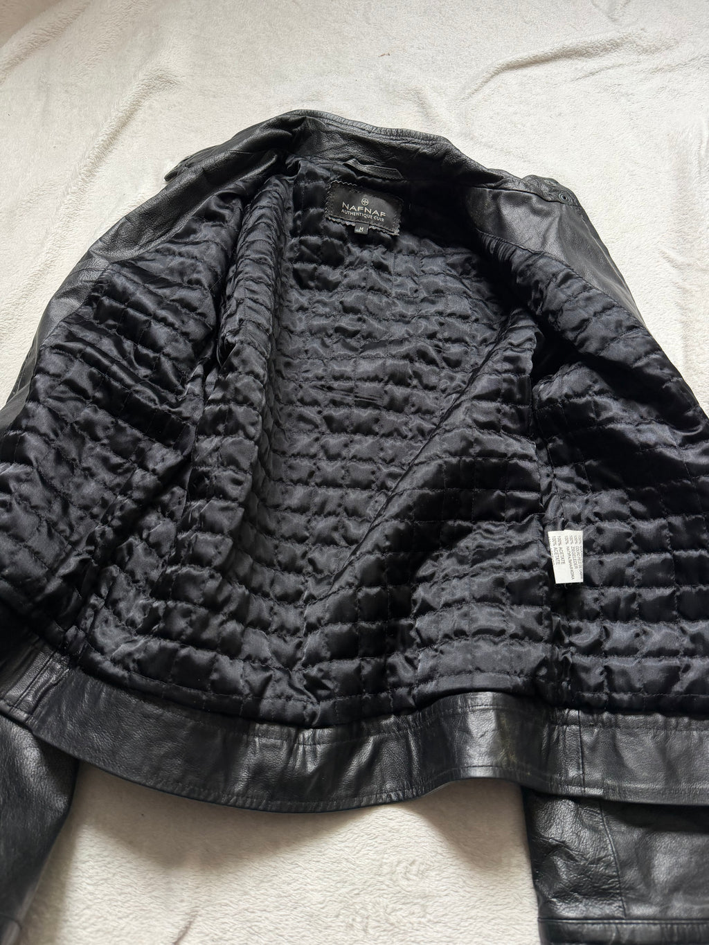 Blouson noir en cuir cintré style biker goth Y2K - taille M