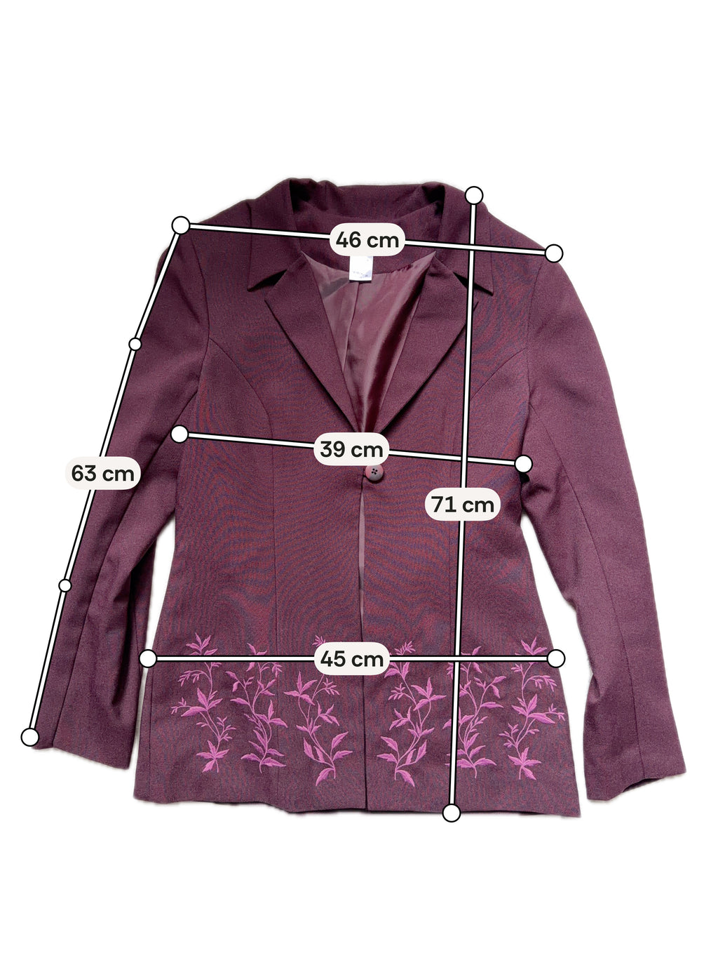 Ensemble blazer et robe prune broderies florales style 90s whimsigoth – taille L
