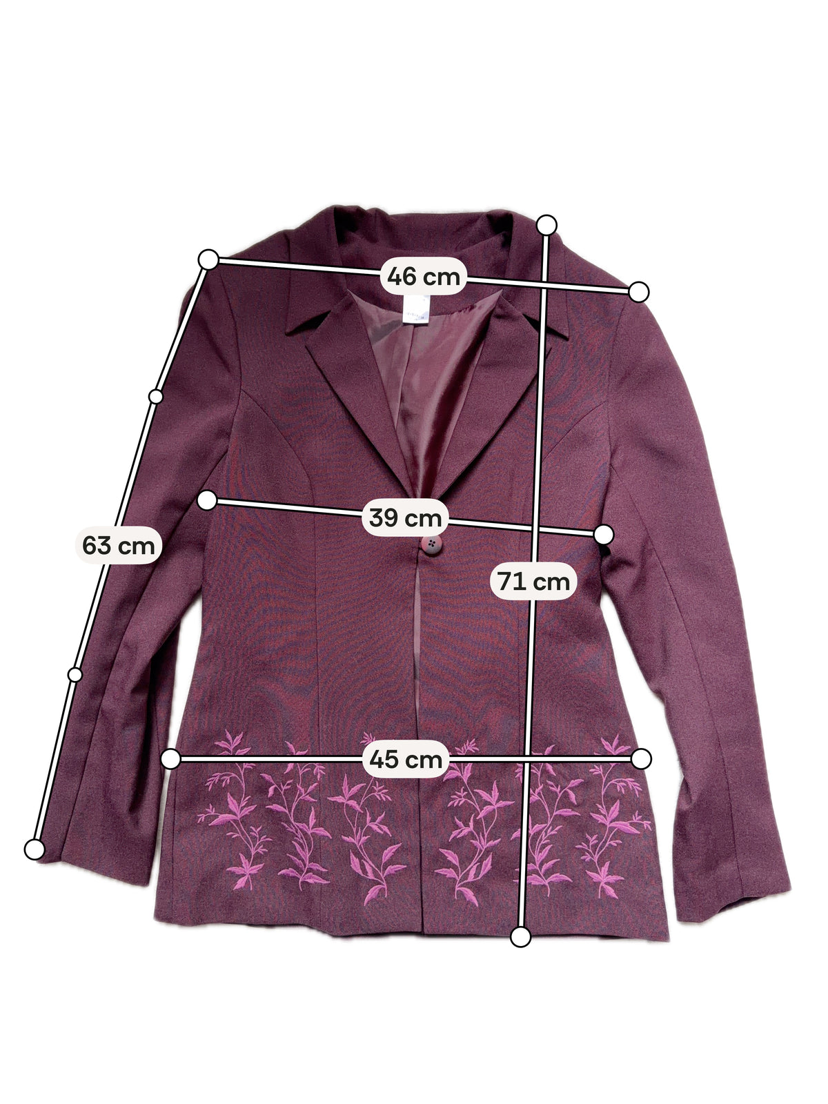 Ensemble blazer et robe prune broderies florales style 90s whimsigoth – taille L