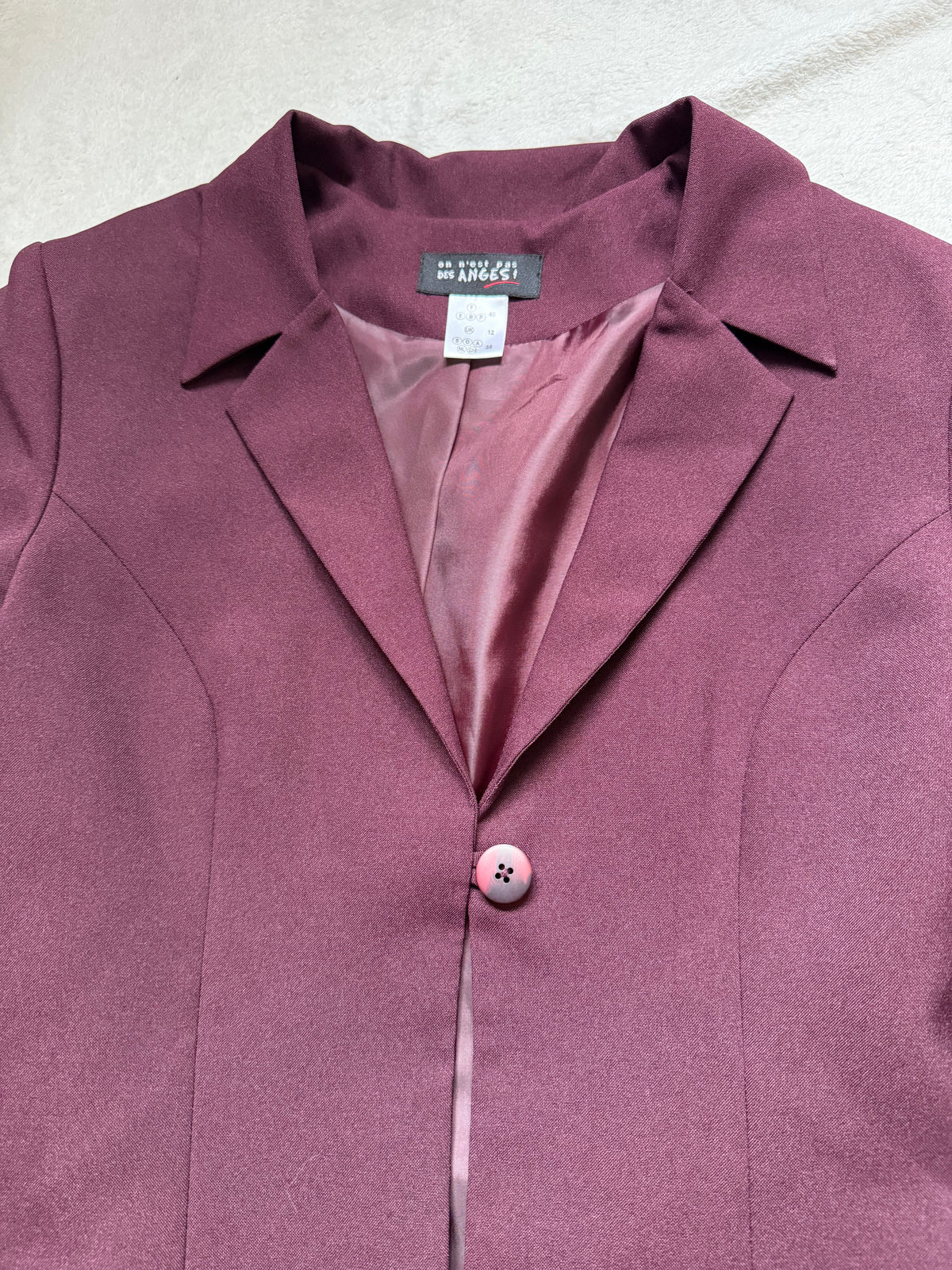 Ensemble blazer et robe prune broderies florales style 90s whimsigoth – taille L