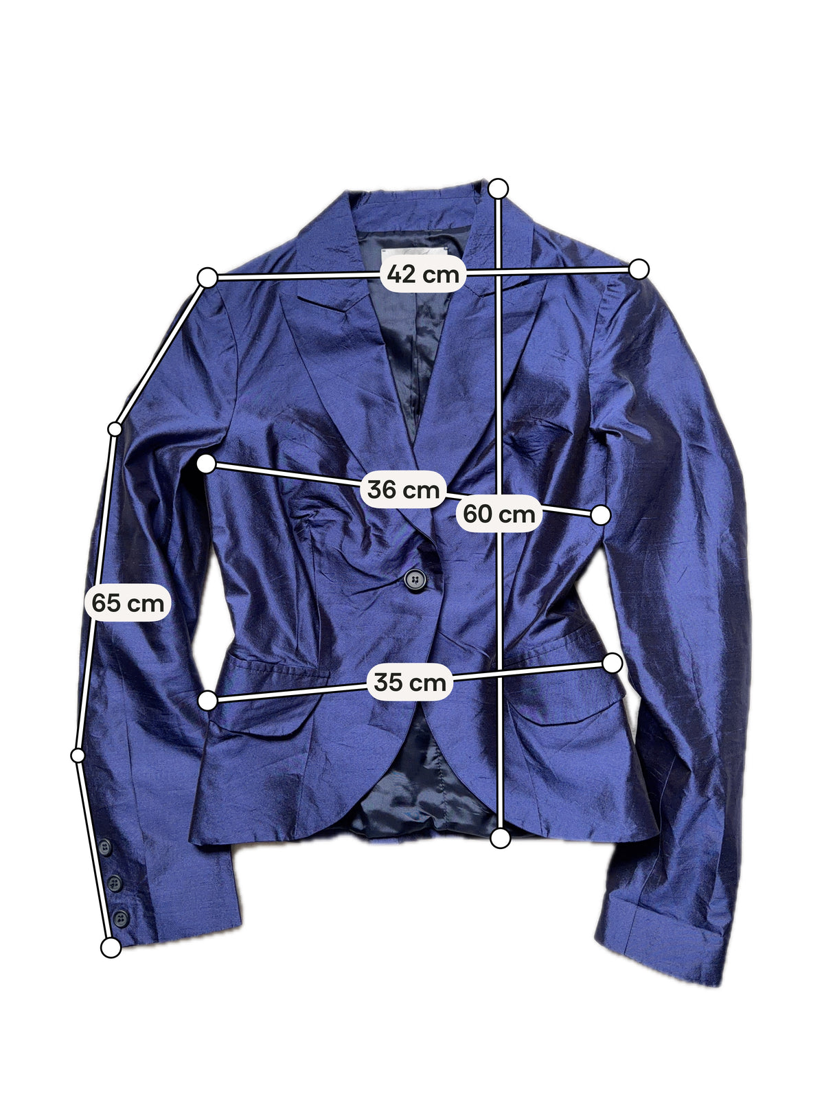 Blazer court bleu nuit en soie style office siren dark feminine - taille S