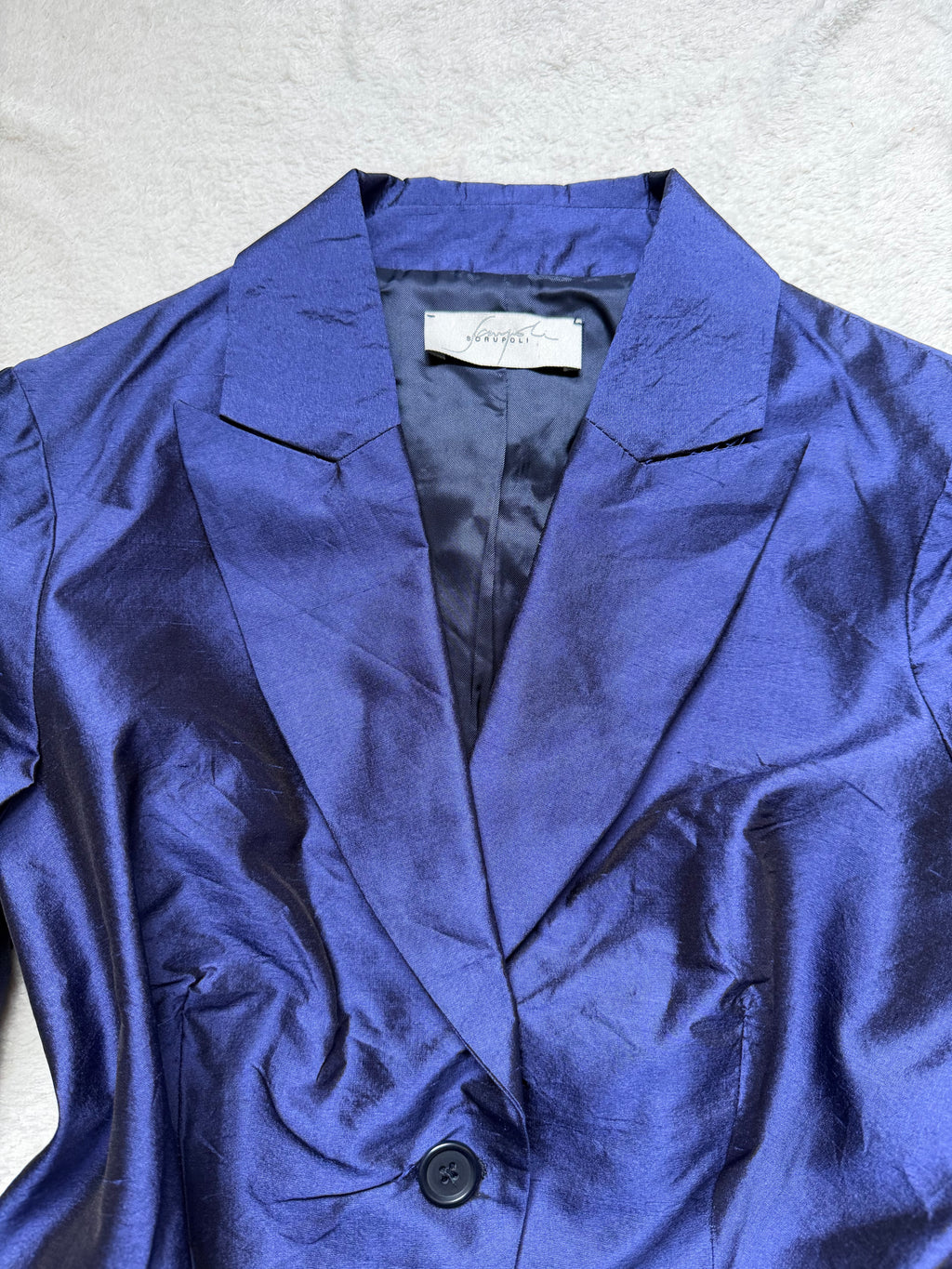 Blazer court bleu nuit en soie style office siren dark feminine - taille S