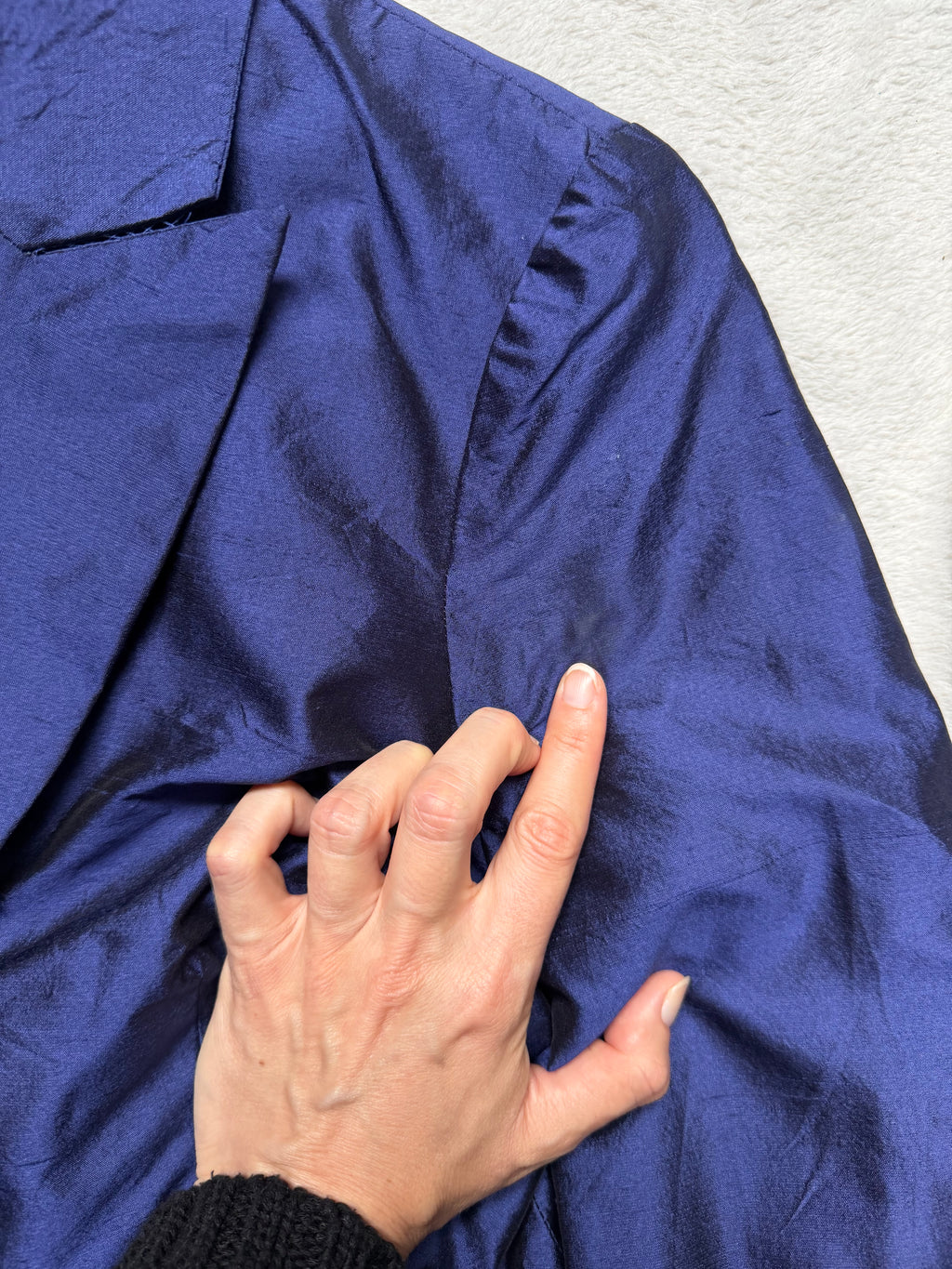 Blazer court bleu nuit en soie style office siren dark feminine - taille S