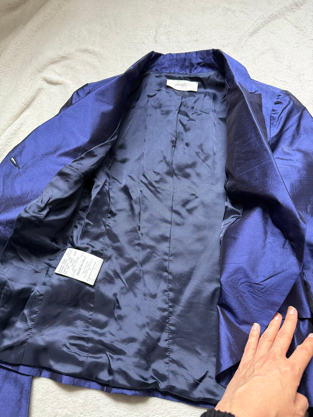 Blazer court bleu nuit en soie style office siren dark feminine - taille S