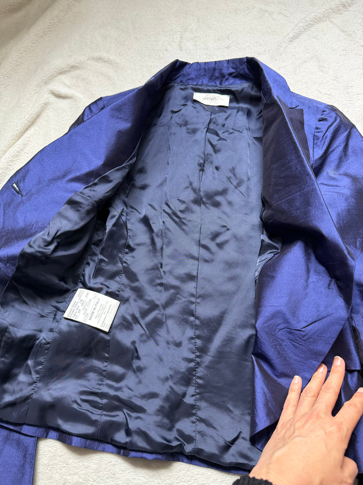 Blazer court bleu nuit en soie style office siren dark feminine - taille S