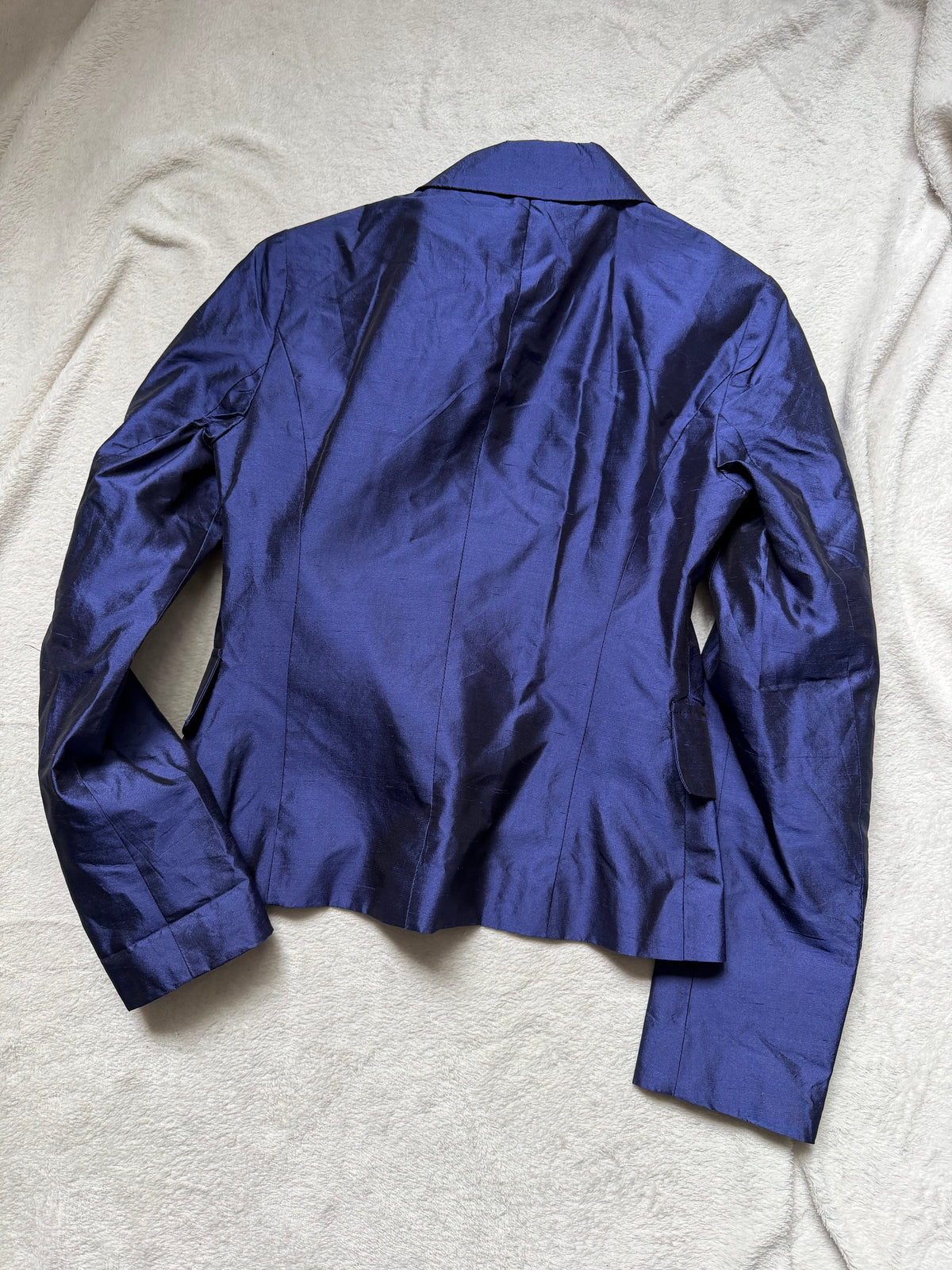 Blazer court bleu nuit en soie style office siren dark feminine - taille S