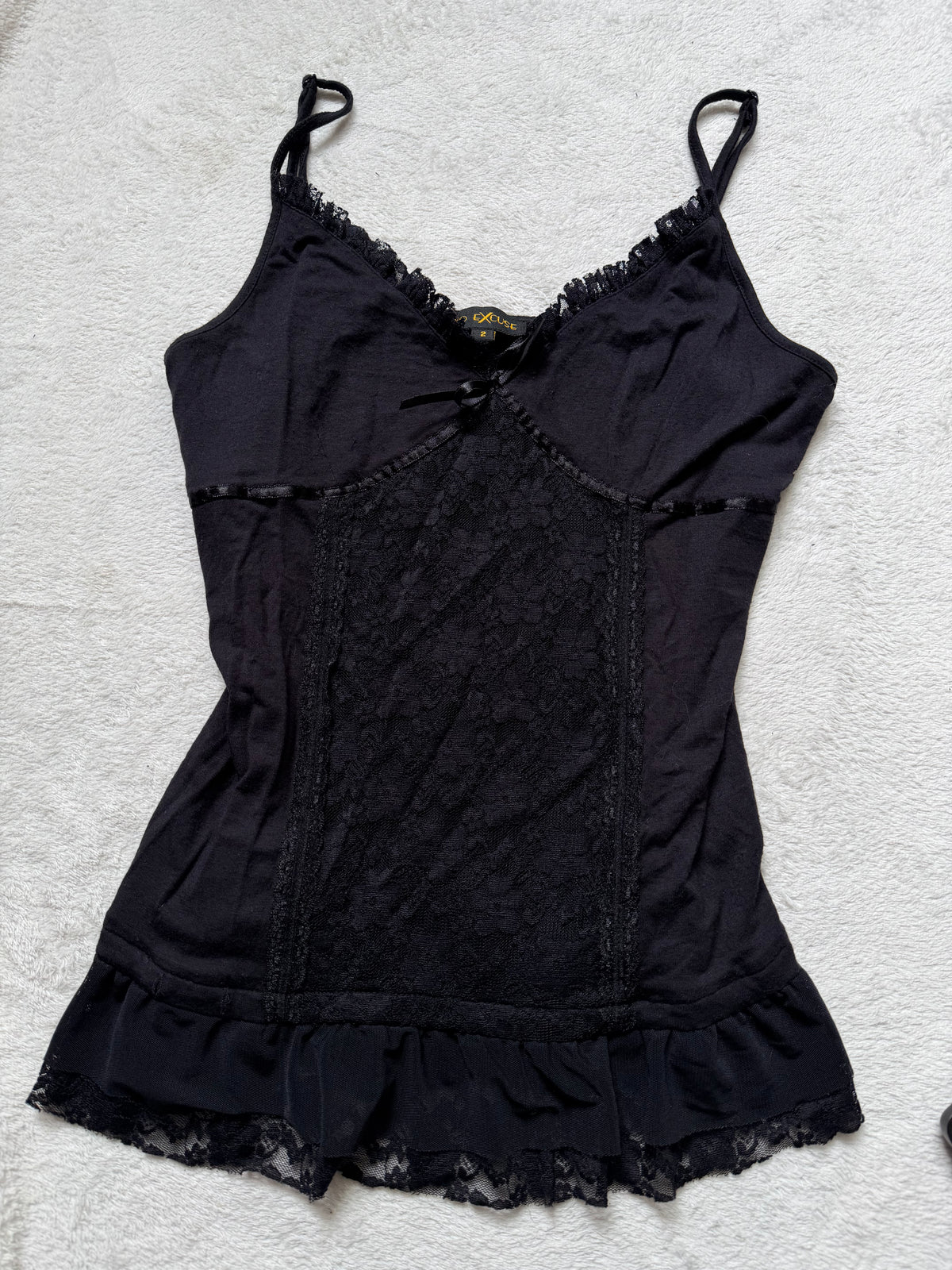 Débardeur noir à dentelle florale style romantic goth whimsigoth - taille M