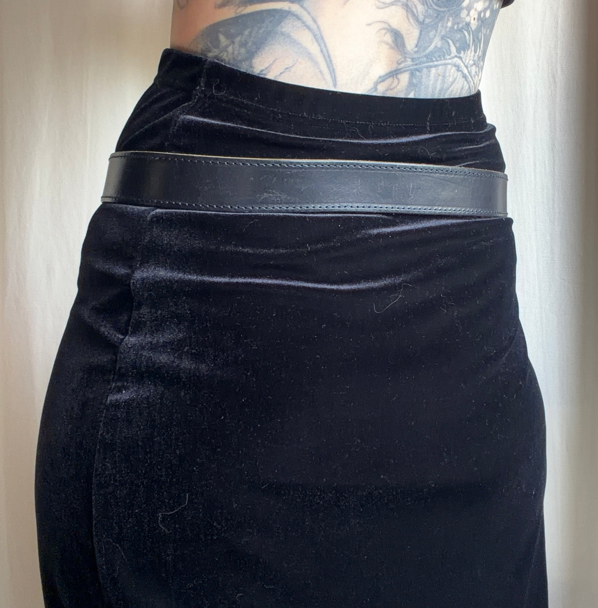 Ceinture cuir noir boucle western argentée à strass – taille 85
