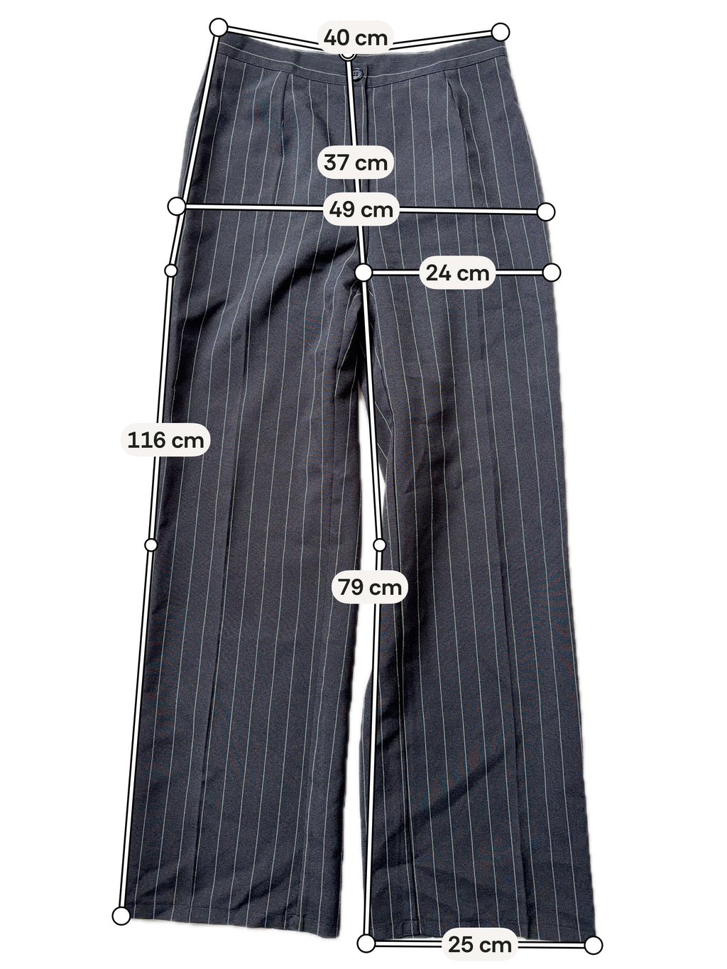 Pantalon noir pinstripe coupe droite – taille M