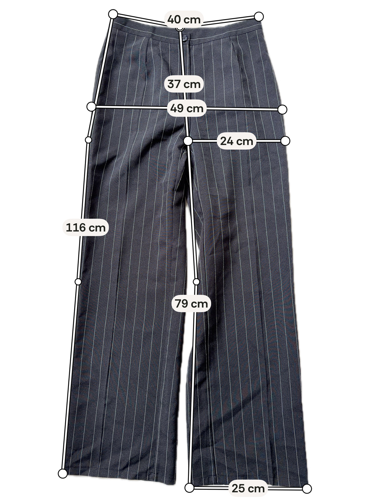 Pantalon noir pinstripe coupe droite – taille M