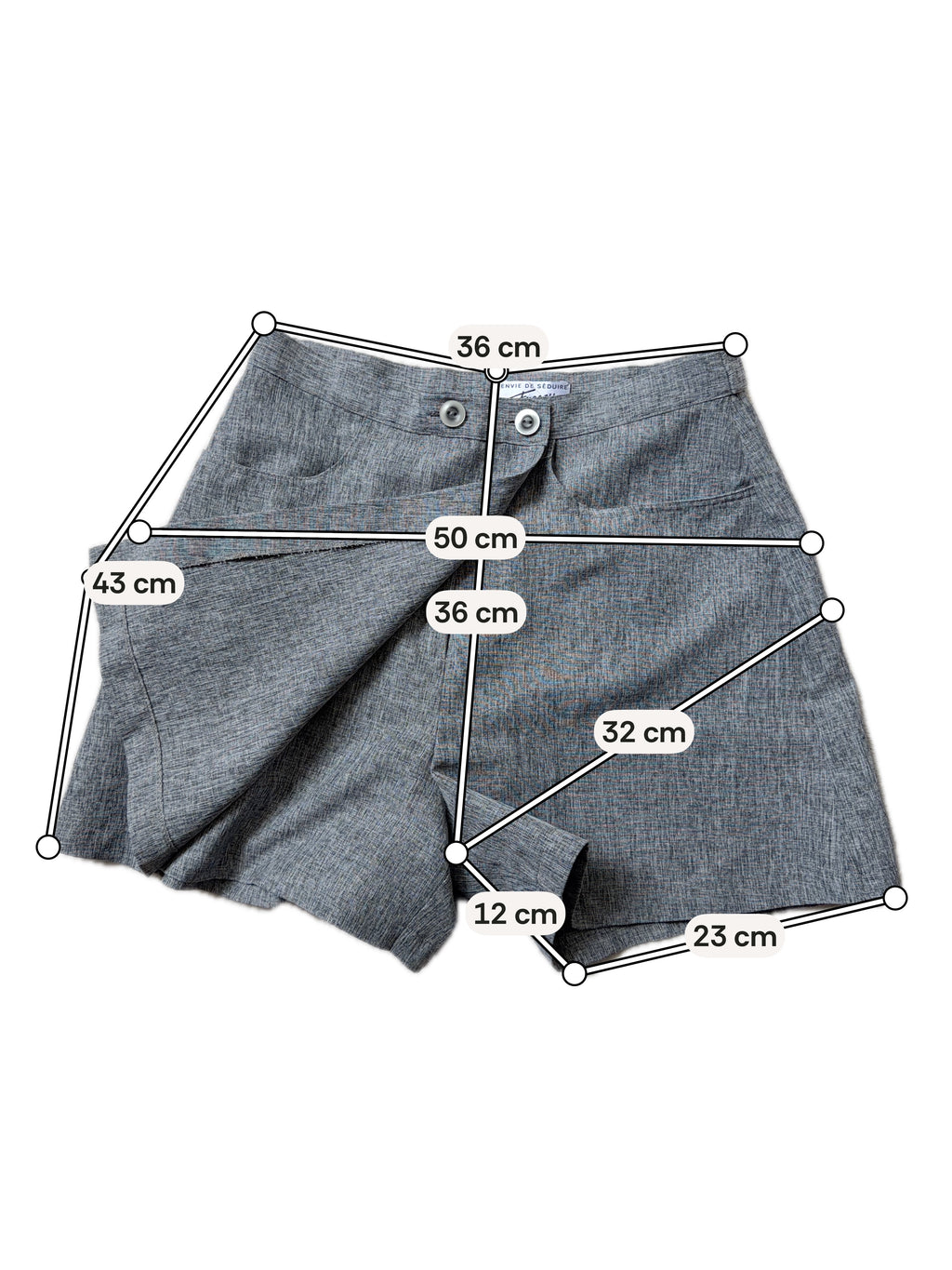 Short-jupe gris taille haute pan portefeuille asymétrique – taille M