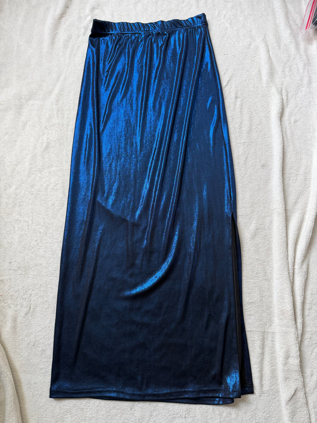 Jupe longue bleu nuit à fente made in France – taille S/M