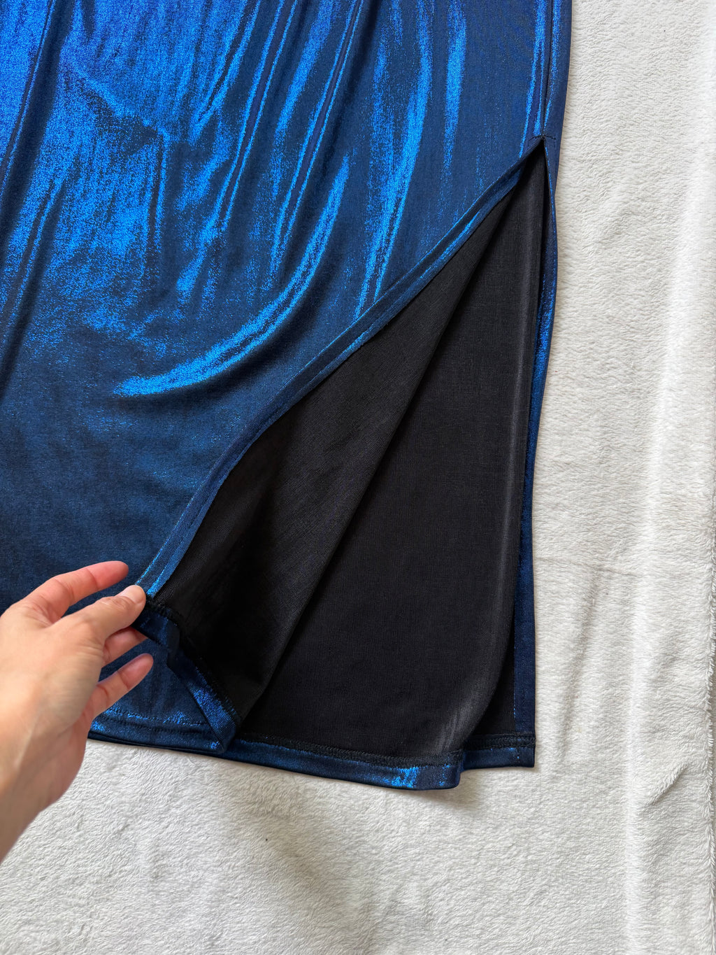 Jupe longue bleu nuit à fente made in France – taille S/M