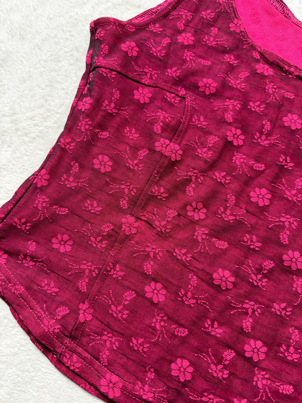 Top corset bordeaux motifs floraux roses – taille L