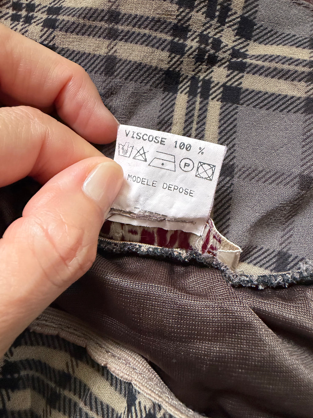 Jupe Maje marron à carreaux sequins et volant  – taille S/M