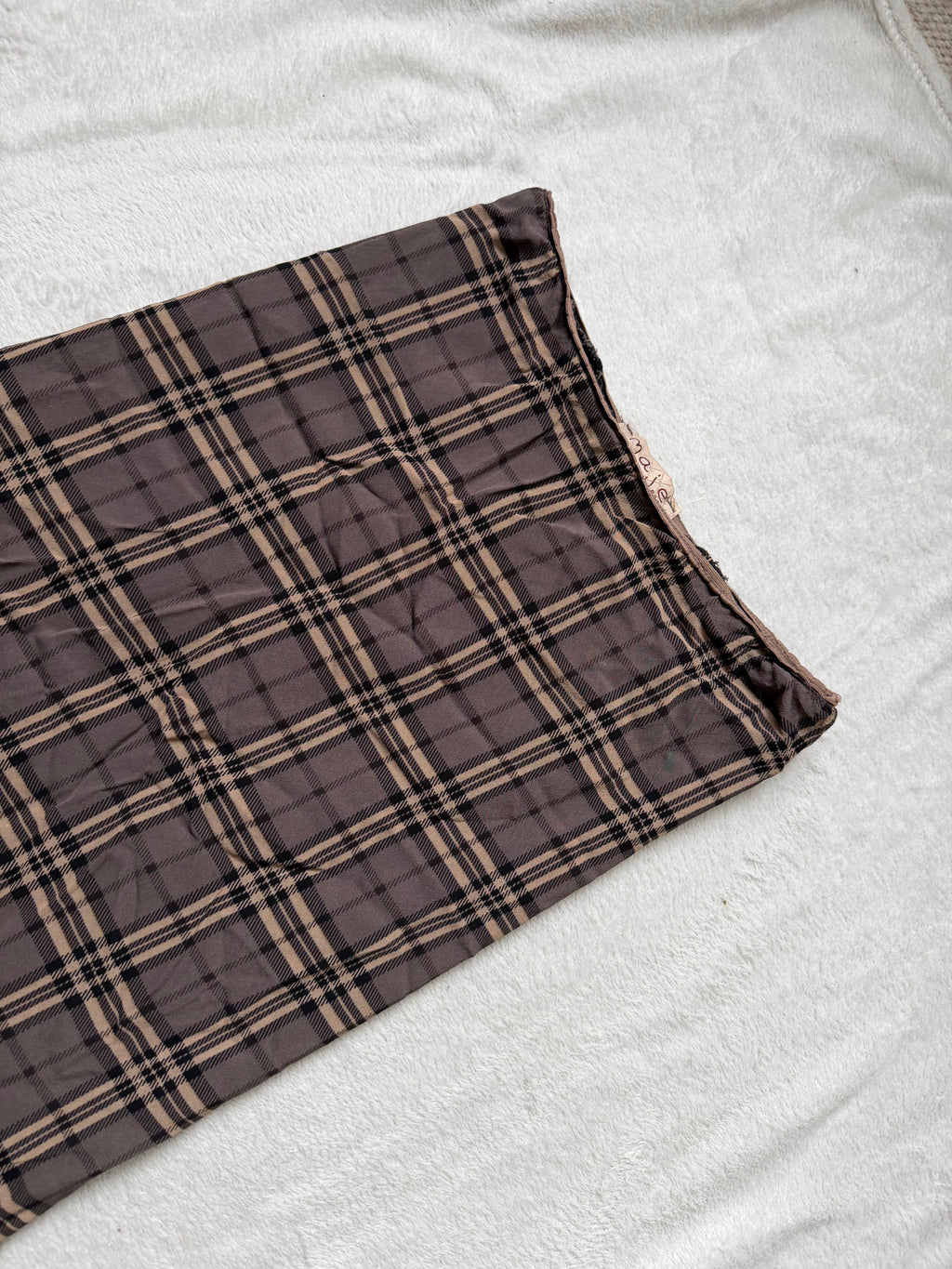 Jupe Maje marron à carreaux sequins et volant  – taille S/M