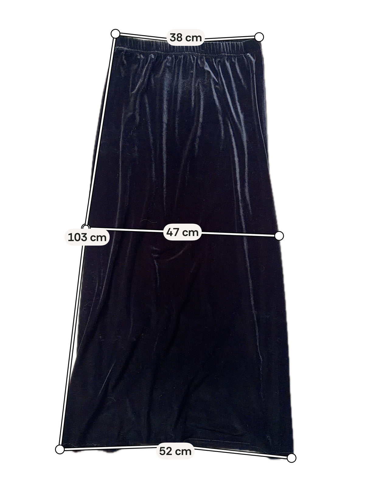 Jupe longue noire en velours style 90s goth – taille M