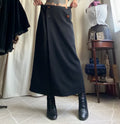 Jupe maxi noire taille haute à boutons style minimal goth - taille L/XL