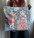 Housse de coussin tapisserie médiévale décor courtois floral style castlecore medievalcore