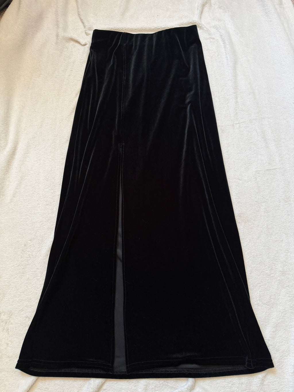 Jupe longue noire en velours fendue – vampire goth dark romantic 90s – taille S/M
