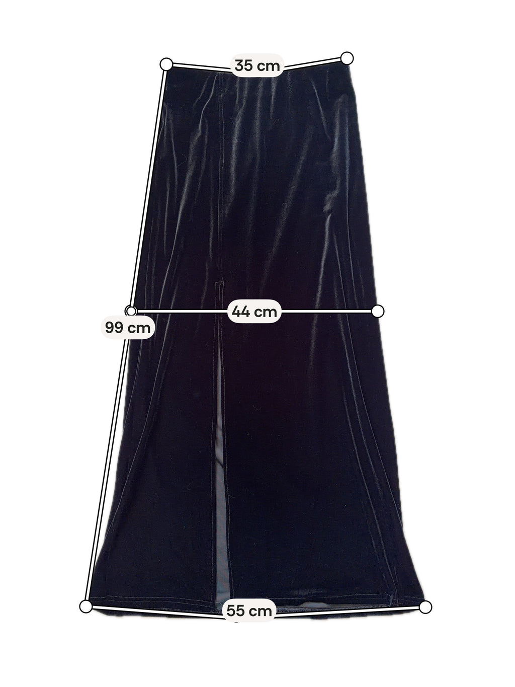 Jupe longue noire en velours fendue – vampire goth dark romantic 90s – taille S/M