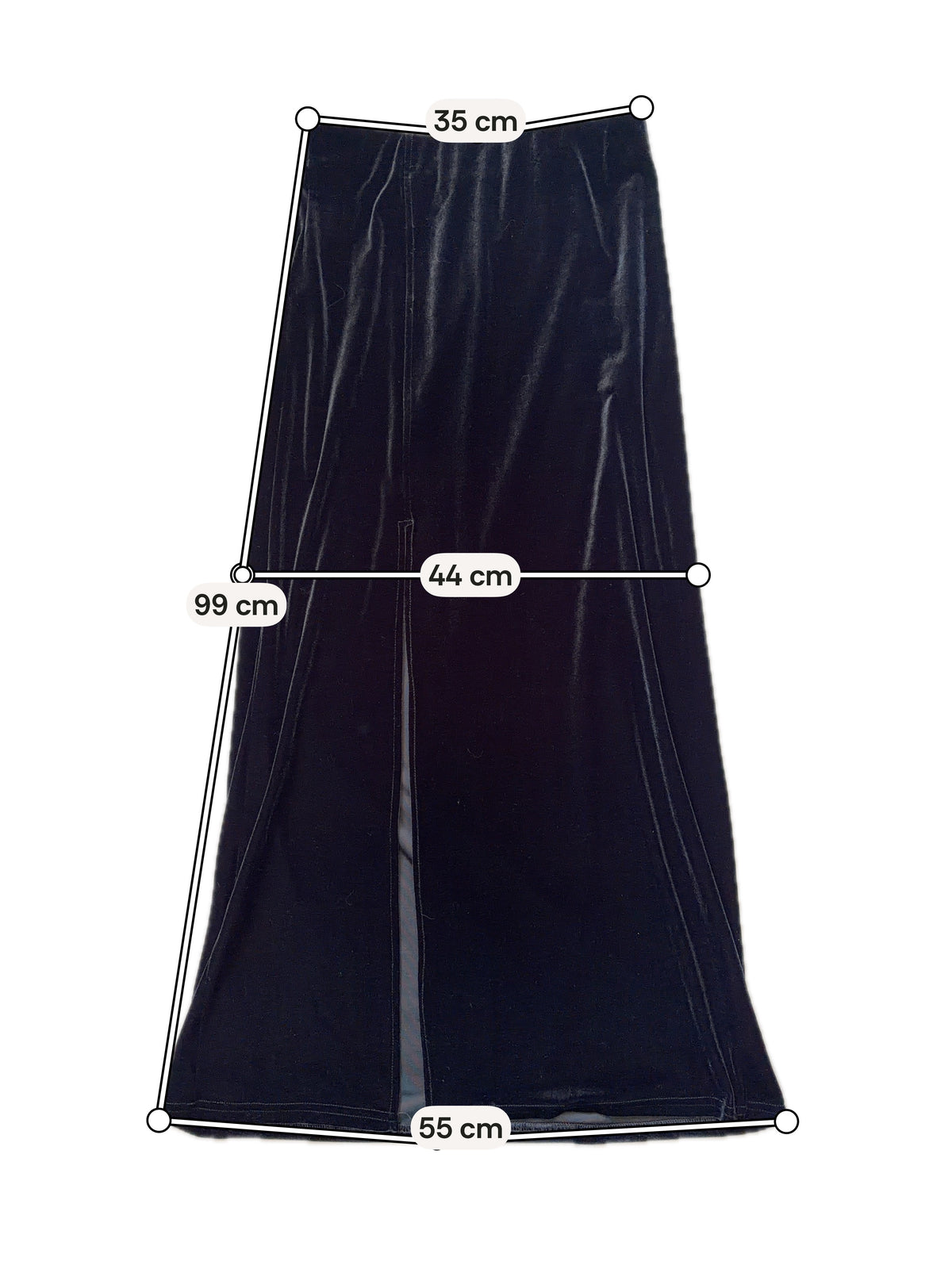 Jupe longue noire en velours fendue – vampire goth dark romantic 90s – taille S/M