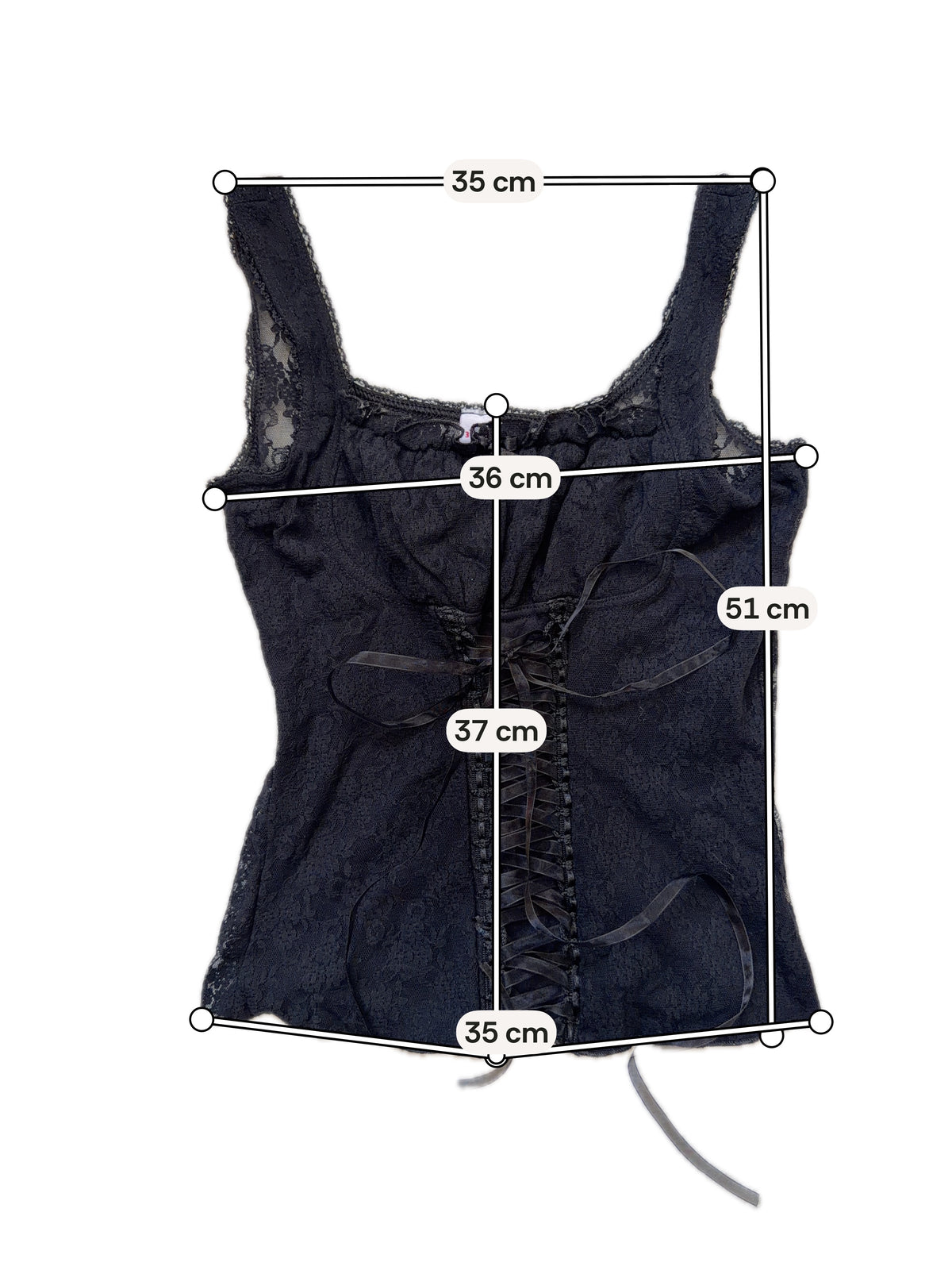 Vampy Goth Black Lace-Up Ribbon Corset Top – Size S/M